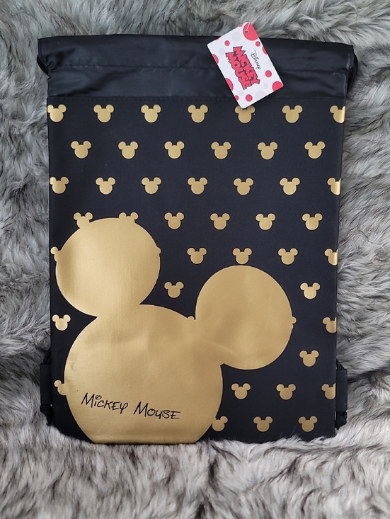 Disney Handbags - Disney Black and Gold Mickey Mouse Drawstring Backpack  Bag